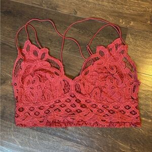 Free People Red Lace Bralette